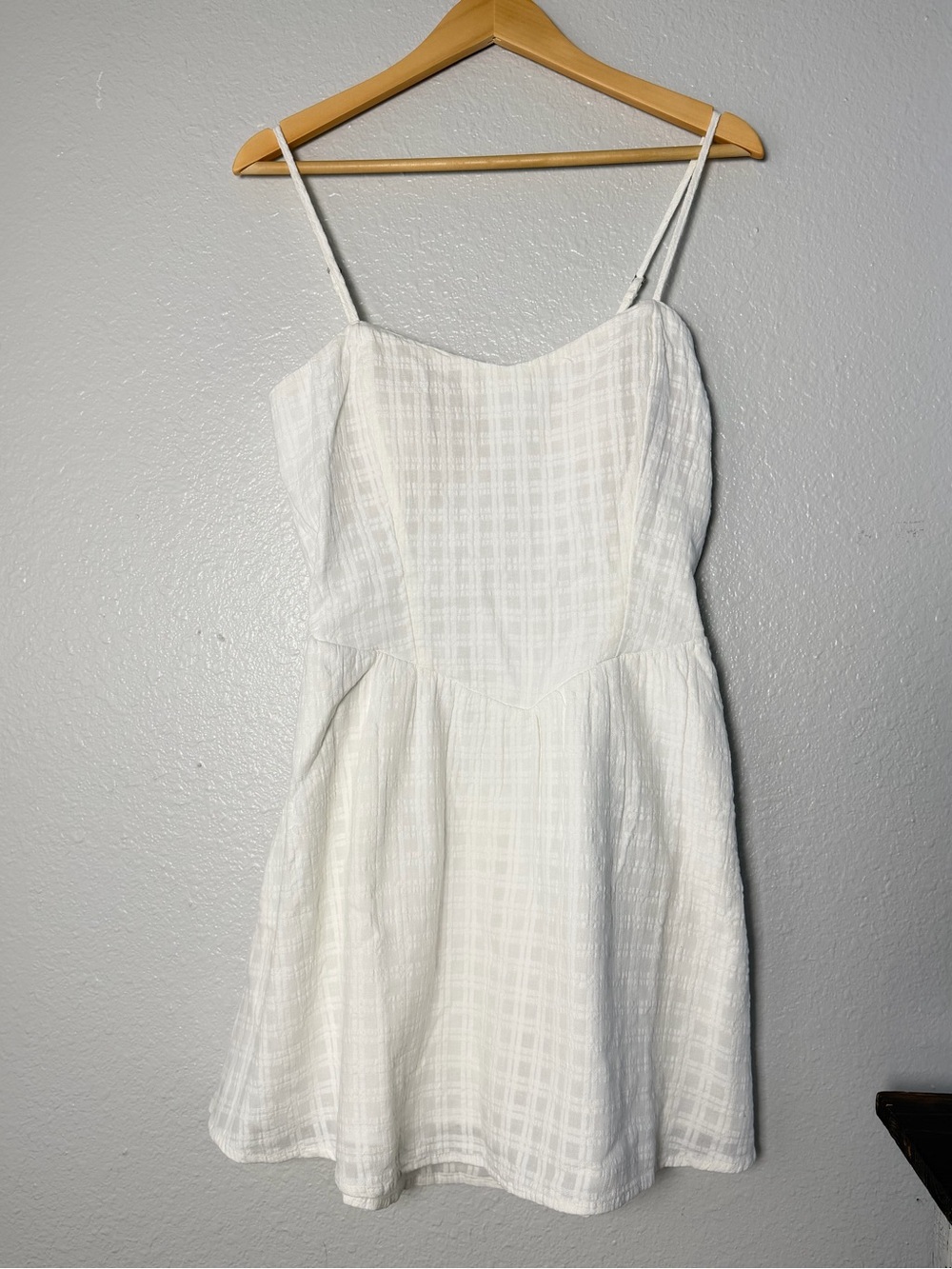 NWT Hollister White Checkered Spaghetti Strap Romper Dress Medium
